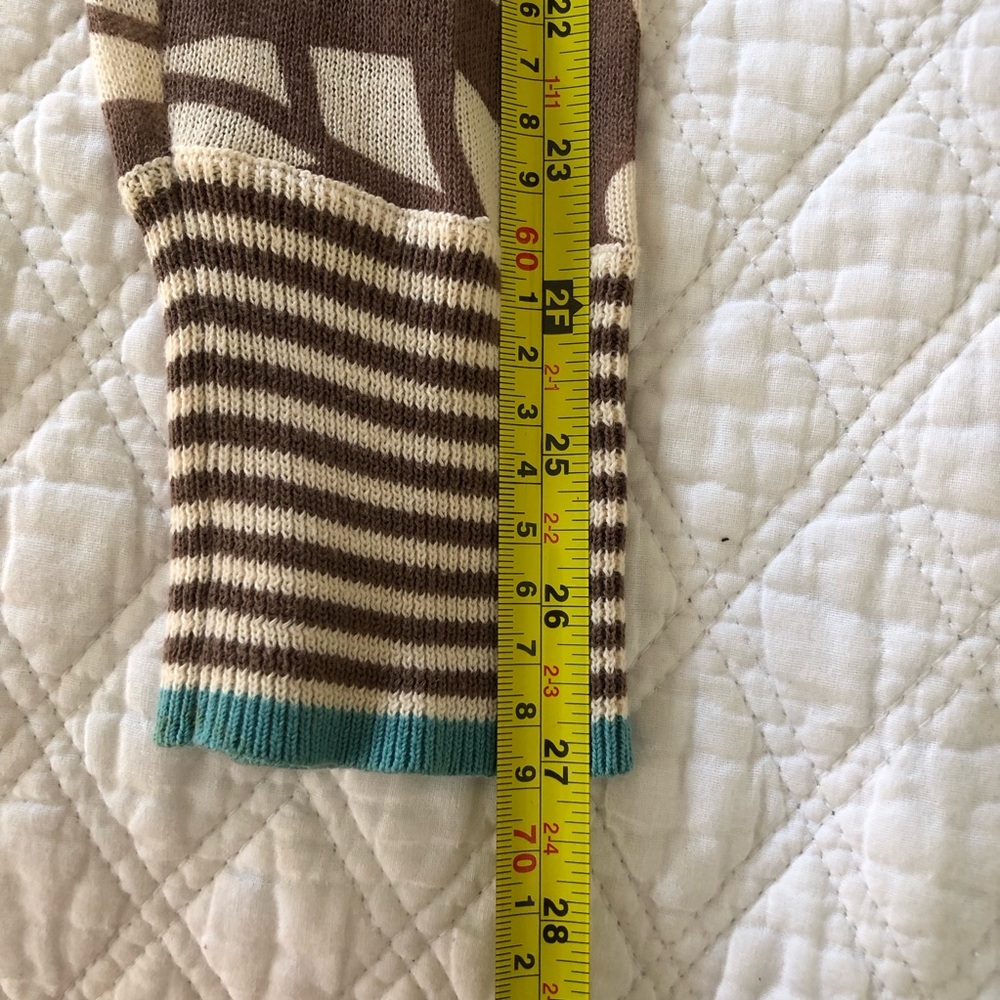 Boden Brown Floral Very Lightweight Cotton Cardigan W/Blue Accent Color - Picture 9 of 13